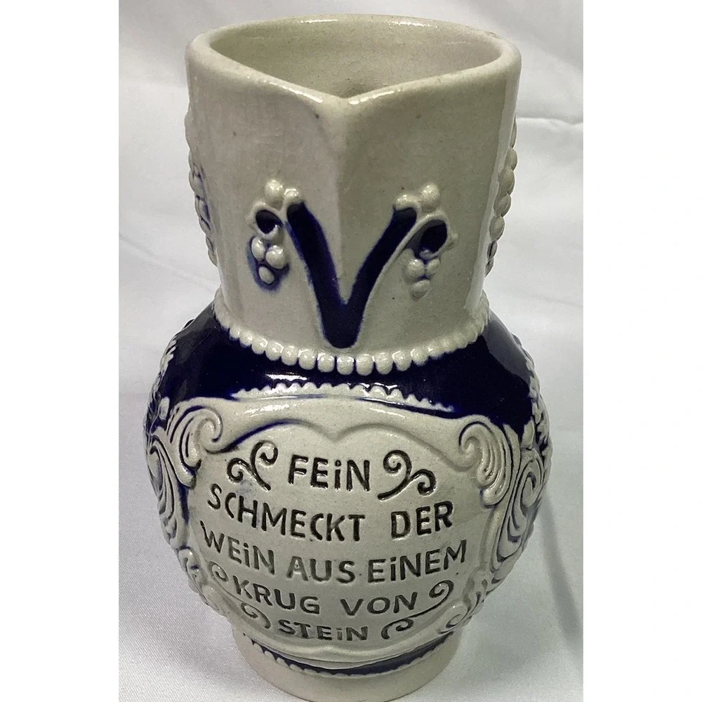 Vintage West Germany Cobalt Blue Salt Glazed Stoneware Wine Jug Lot 5 German
